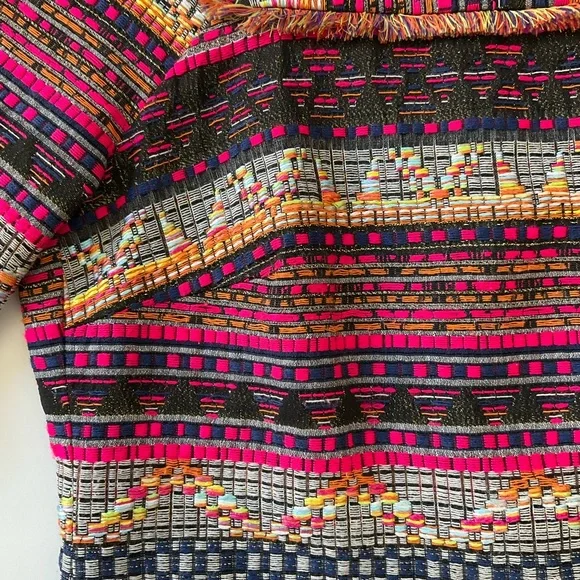 Trina Turk Layke Multi-Color Fringe Designer Dress Square Neck 3/4 Sleeves 2 - Picture 8 of 15